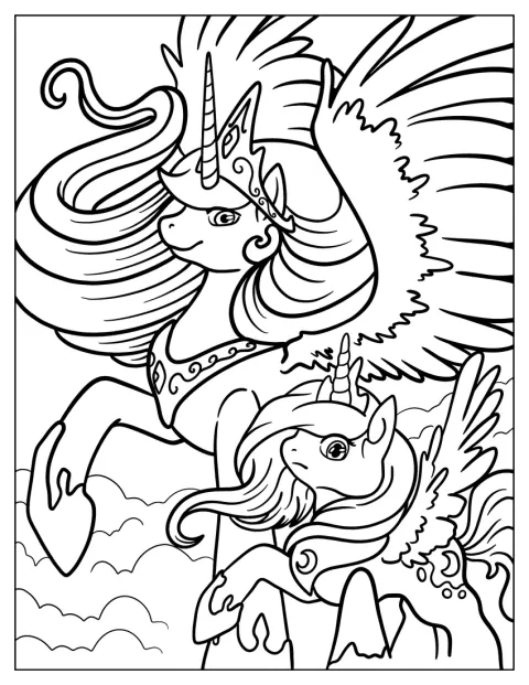 Prinsessa Celestia viettää aikaa vauva prinsessa Lunan kanssa.