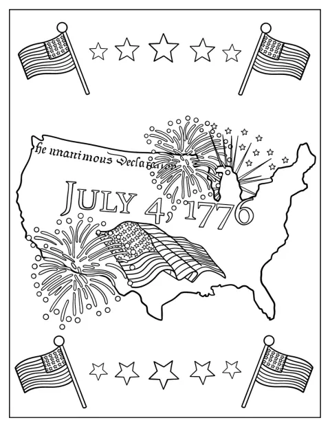 アメリカ独立宣言が採択された1776年7月4日を記念する絵です。