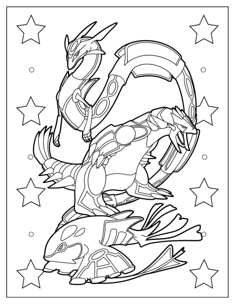 Groudon Kyogre és Rayquaza mellett látható.