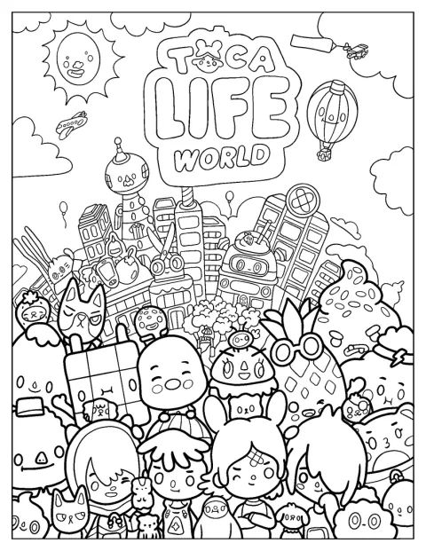 Bohaterowie Toca Boca Life World stoją razem w grupie.