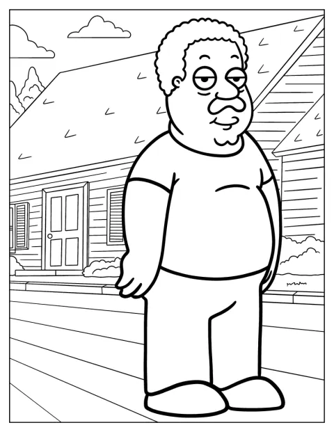 Cleveland Brown se tient debout sur un trottoir.
