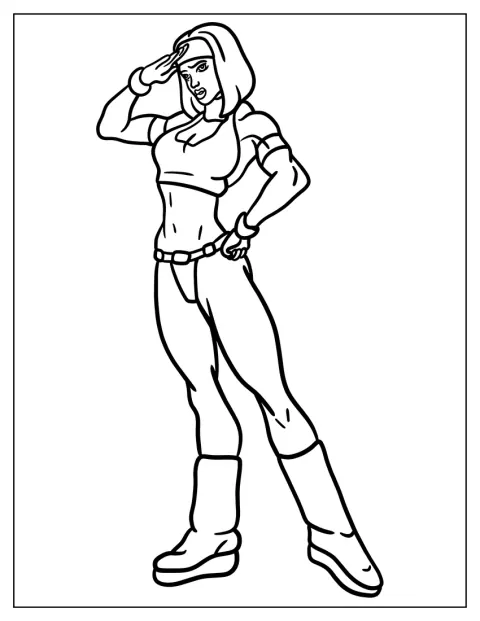 Sonya Blade nostaa kätensä silmiensä eteen.