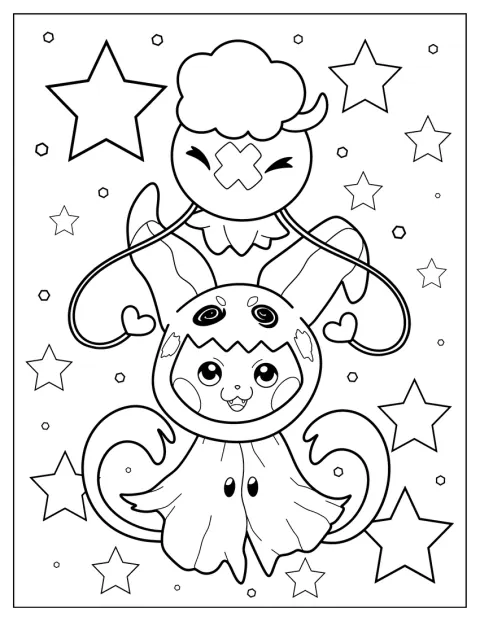 Pikachu har et kostume på, der ligner Mimikyus lagen.