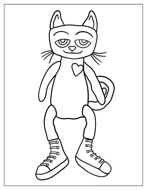 Pete the Cat staat afgebeeld met speelgoed.