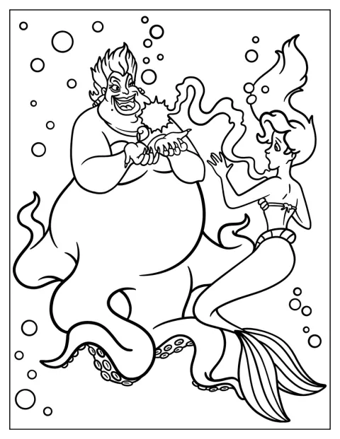 Ursula Coloring Page Of Taking Ariel's Voice