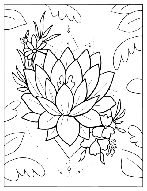 葉が幾重にも重なるエケベリアが、ひと株描かれています。