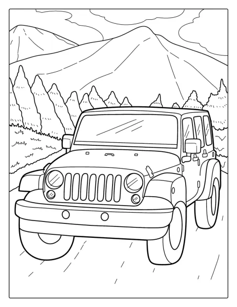 Jeep Wrangler Coloring Page For Kids