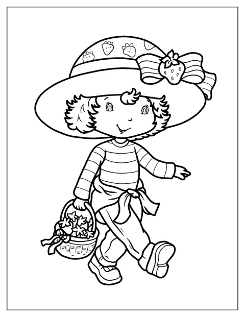 Strawberry Shortcake kantaa mansikkakoria ulkona.