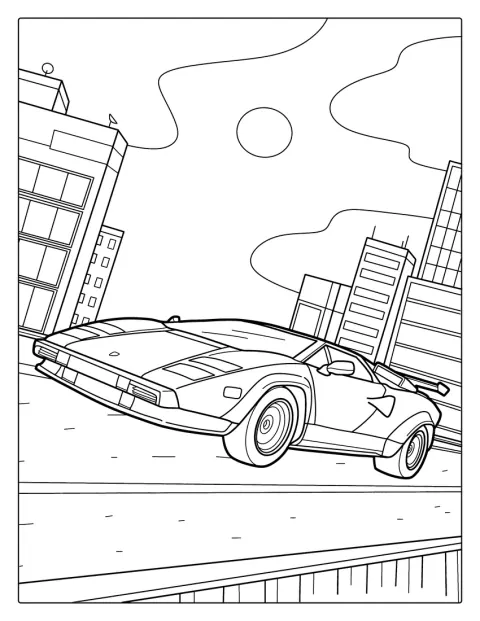 En klassisk Lamborghini Countach står med kantet karrosseri og lav profil.