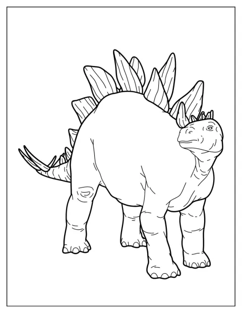 De rug van een Stegosaurus is bedekt met grote, gedetailleerde platen.