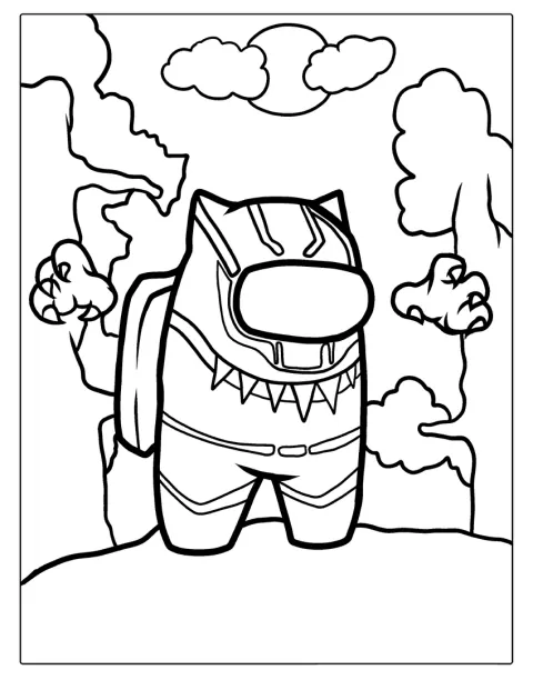 アモング・アスのキャラクター風に描かれたブラックパンサーです。
