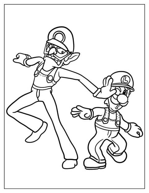 Waluigi saisit Luigi dans cette scène.