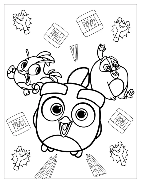 Søde Angry Birds-figurer viser deres vrede ansigter.