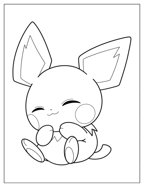 ピチューが、丸いほっぺと大きな耳を見せてこちらを向いています。