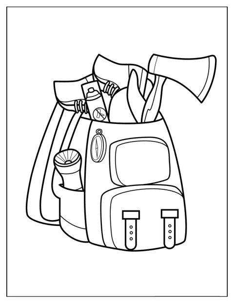 キャンパーが使うリュックが描かれています。