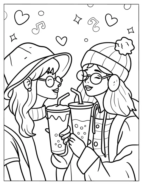 Twee meisjes genieten samen van hun milkshakes.
