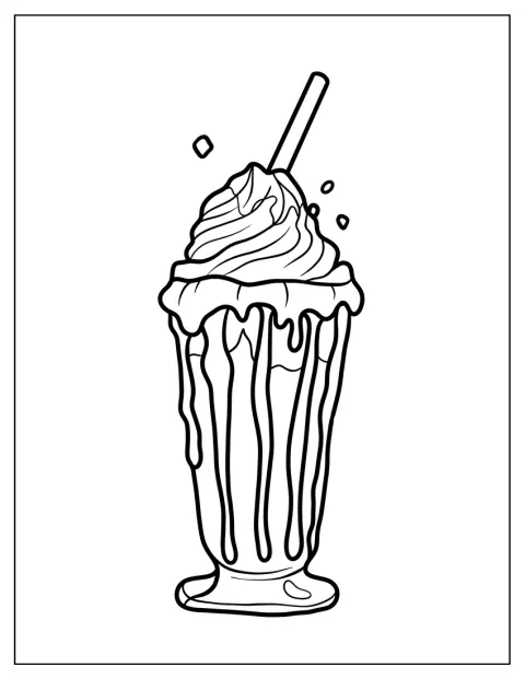 La crème fouettée déborde du verre rempli de milk-shake.
