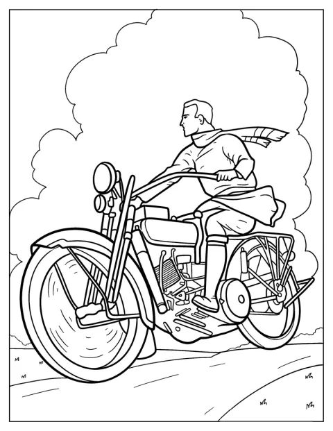 Vintage Harley Davidson Coloring Page Poster