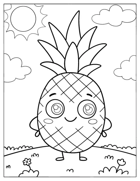 Una piña sonriente disfruta de un día soleado.