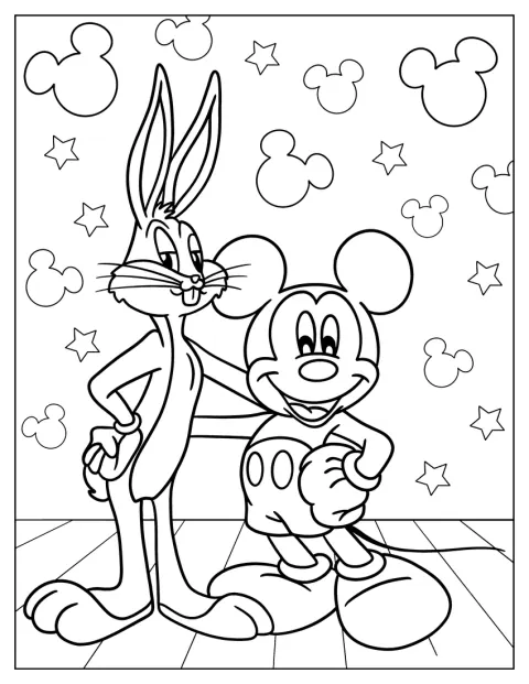 Bugs Bunny se setkává s Mickey Mousem.
