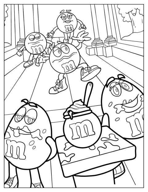 M&M's Coloring Page Eating Hazelnut Spread