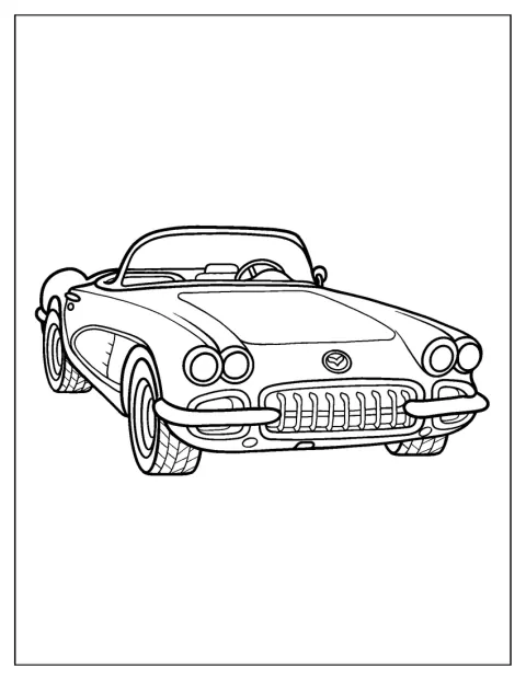 Klasický vůz Corvette Fuelie je zobrazen z boku.