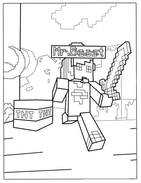 MrBeast pojawia się w pikselowym świecie Minecraft.