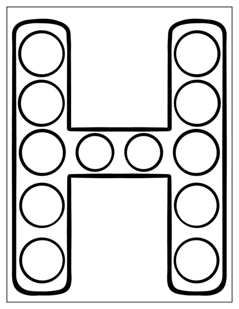 大きなHの文字全体に、水玉模様が広がっています。
