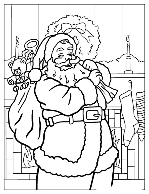 Saint Nicolas glisse des cadeaux sous un sapin de Noël.