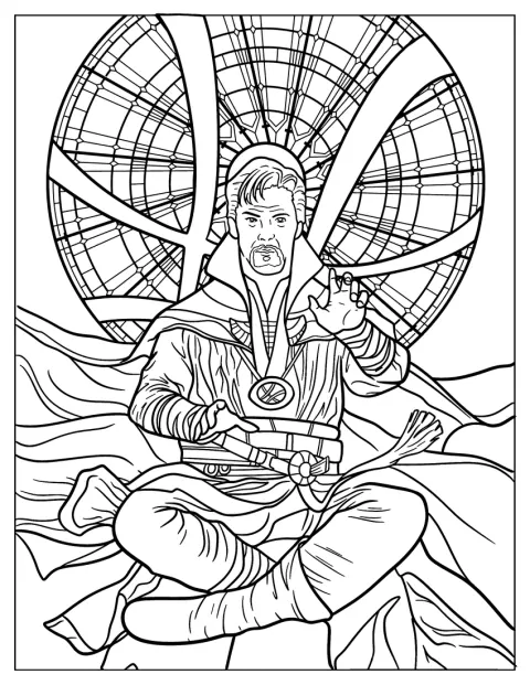 Doctor Strange Coloring Page Levitating