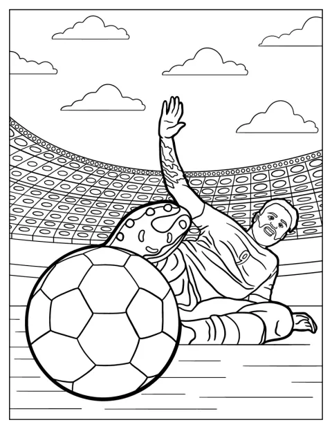 En fodboldspiller glider hen over banen for at tackle bolden.