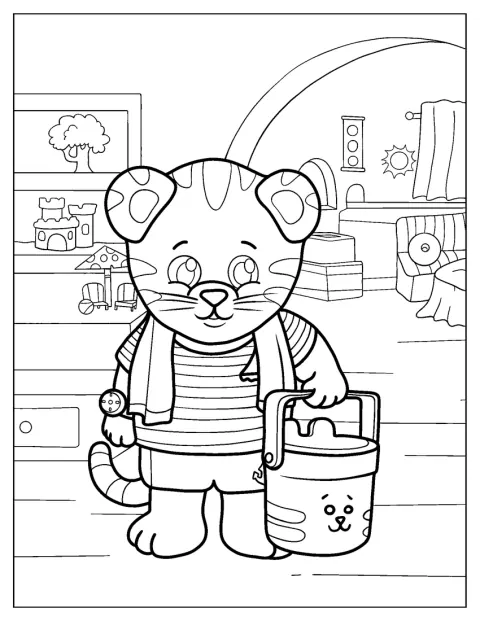 Daniel Tiger er ute og svømmer.