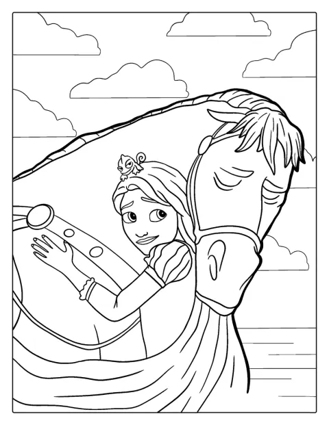 Rapunzel consola Maximus, il cavallo di Tangled.