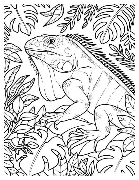 În junglă, o iguană este surprinsă de aproape.