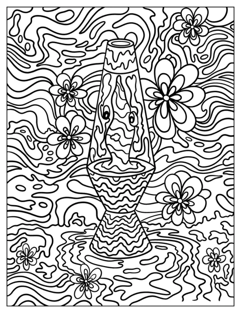 Trippy Coloring Page Of Lava Lamp
