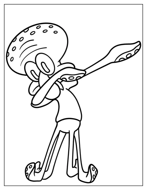 Squidward gör en dab med ena armen över ansiktet.