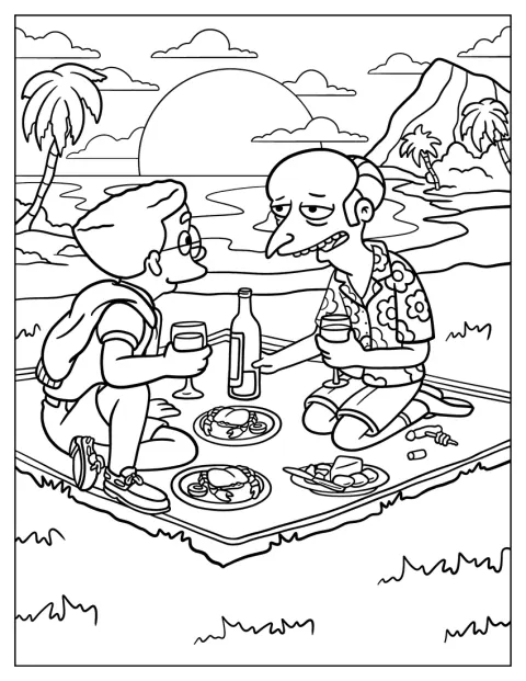 Mr. Burns og Mr. Smithers nyder en romantisk picnic sammen.