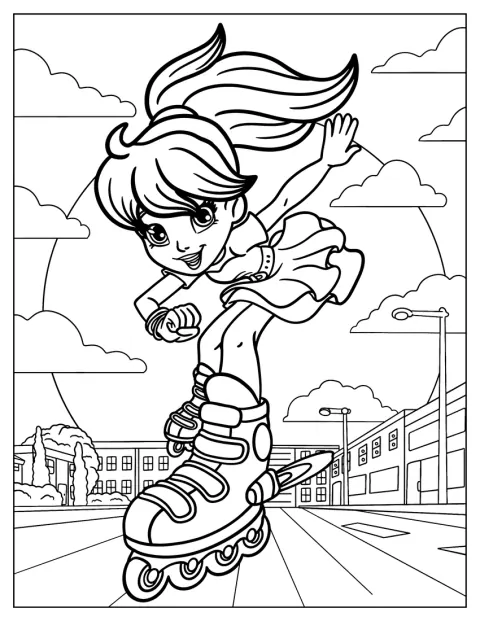 Polly Pocket diverte-se a andar de patins.