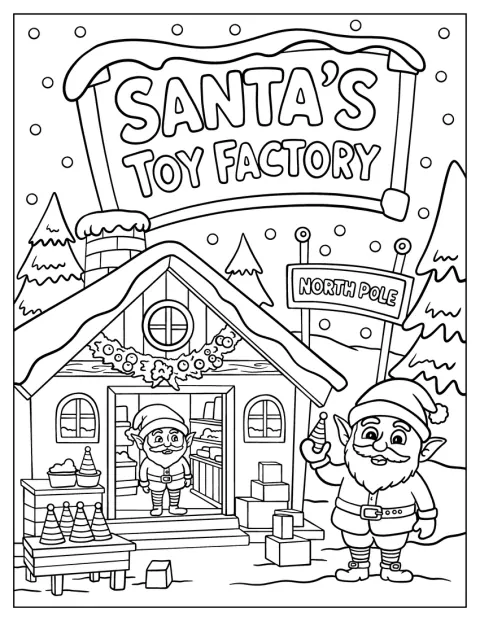 北極のおもちゃ工場で、妖精たちがクリスマスのおもちゃを作っています。