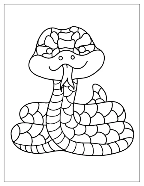 Un serpent au dessin simple est montré de profil.
