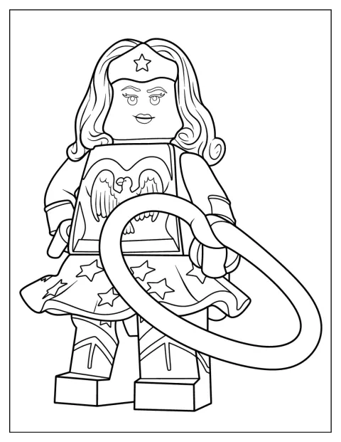 Lego Wonder Woman houdt haar Lasso der Waarheid vast.