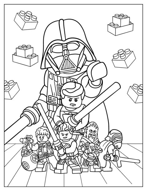 Una escena de LEGO Star Wars reúne personajes y naves de la saga.