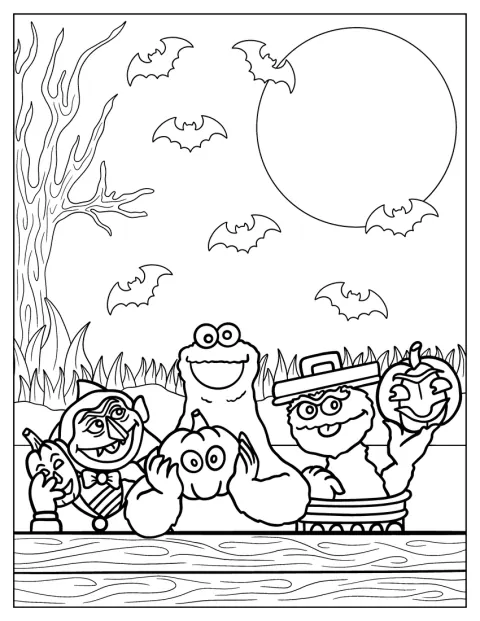 A Sesame Street szereplői töklámpások között ünneplik a Halloweent.