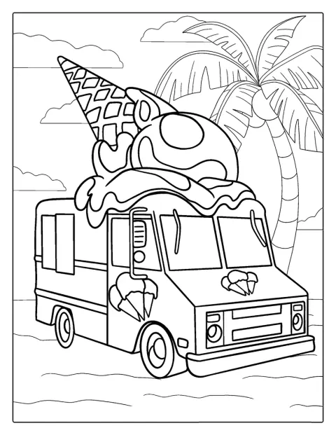 Una furgoneta vende helados en la calle.