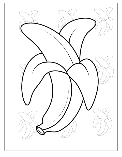 Eine einzelne Banane ist mit klaren Umrisslinien dargestellt.