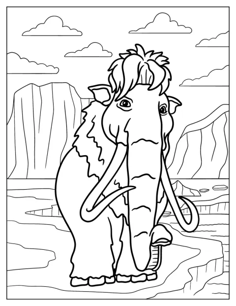 Ellie står avbildet alene som mammut.