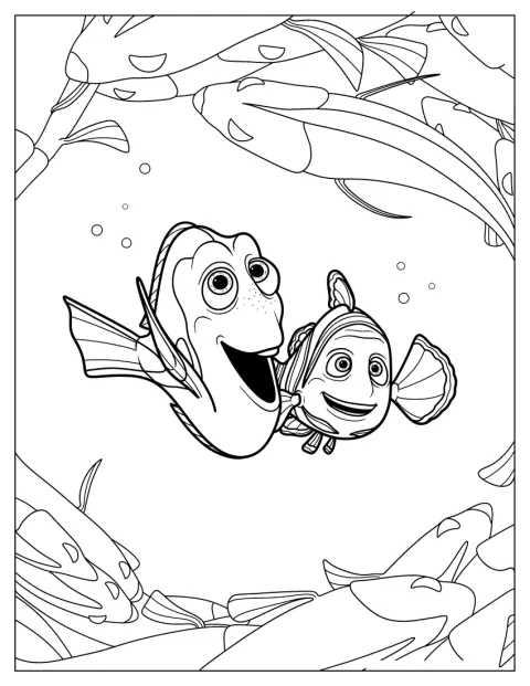 Marlin And Dory Making Friends With Fish