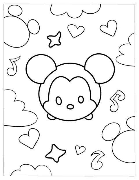 Easy Mickey Mouse Tsum Tsum Coloring Page For Kids