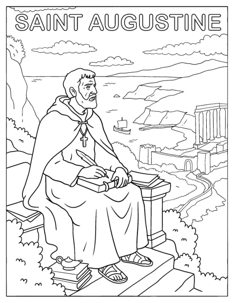 Augustinus schreibt in einer Szene aus dem antiken Rom.