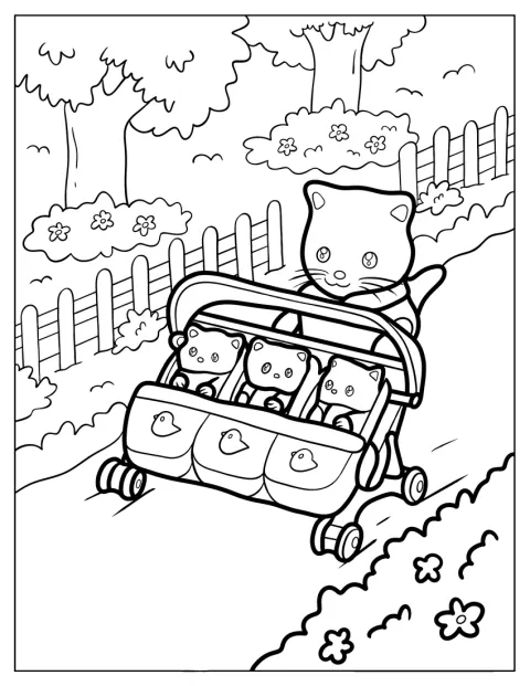 Tres crías de gato persa de Sylvanian Families aparecen juntas.
